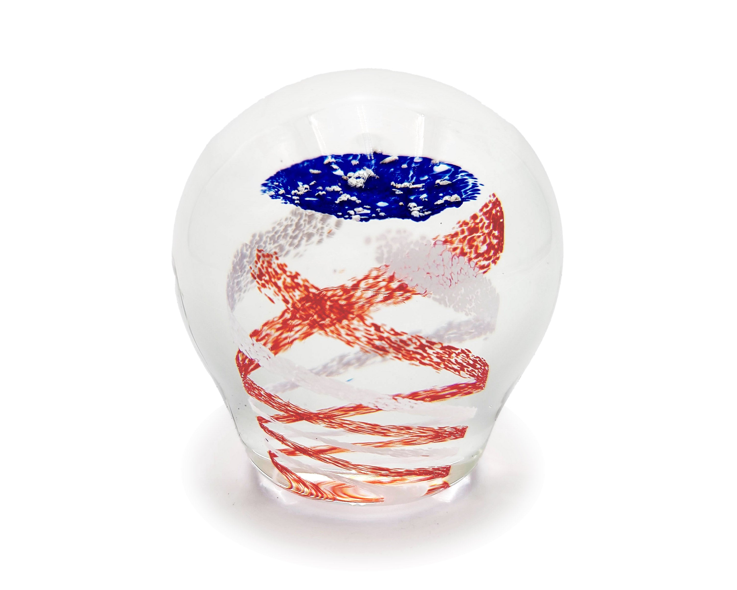 Stars & Stripes Orb with Cremation Ashes – Memory Glass