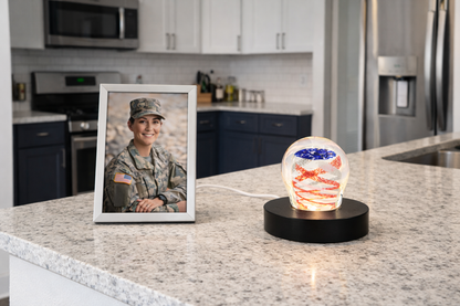 Round Black Wood LED Stand