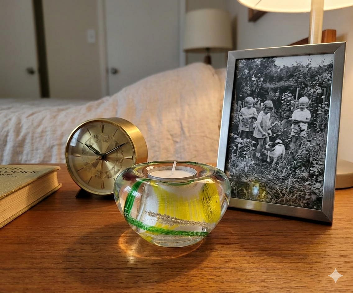 Memorial Candle Holder with Cremation Ashes