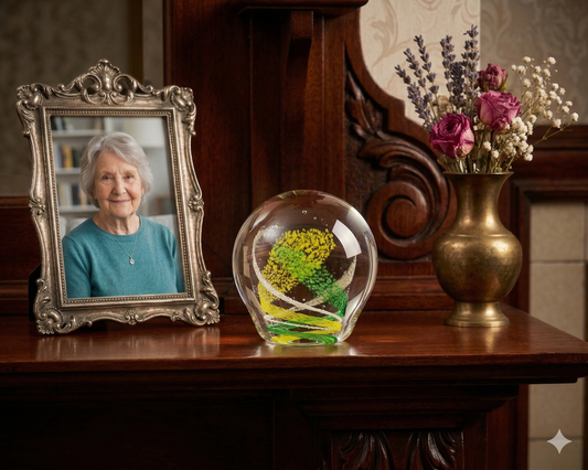 Swirl Orb with Cremation Ashes