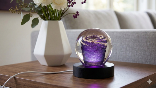 Galaxy Orb with Cremation Ashes