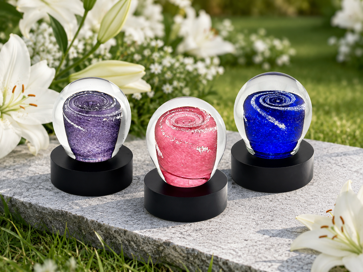 Solid Color Galaxy Orb with Cremation Ashes