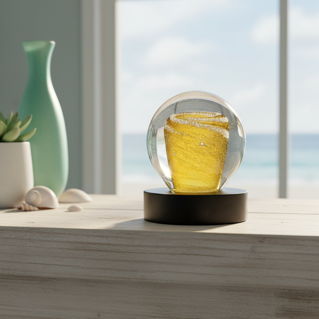 Round Black Wood LED Stand