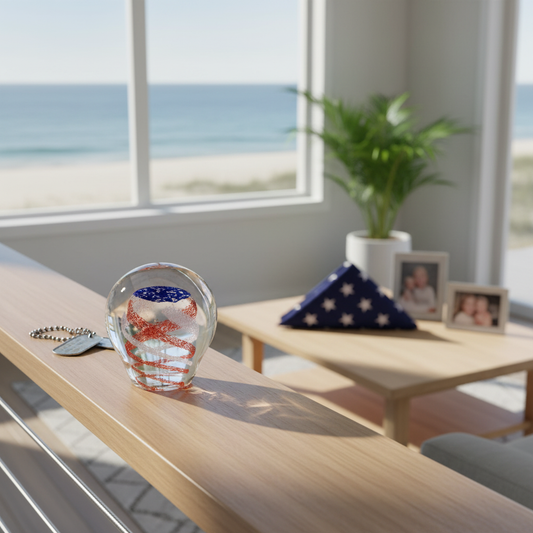 Stars & Stripes Orb with Cremation Ashes