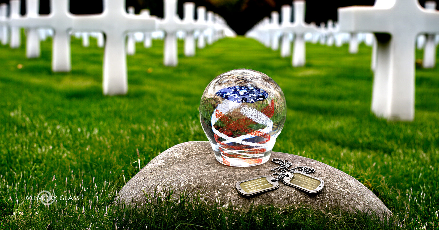 Stars & Stripes Orb with Cremation Ashes