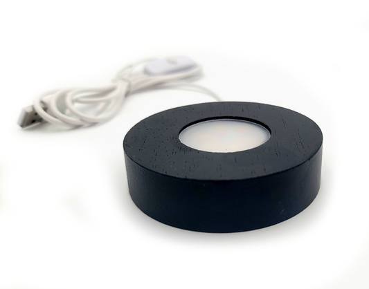 Round Black Wood LED Stand